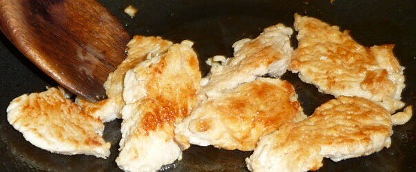 Eating burnt food is very unhealthy! Burnt turkey in frying pan