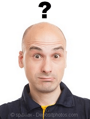 Confused bald man