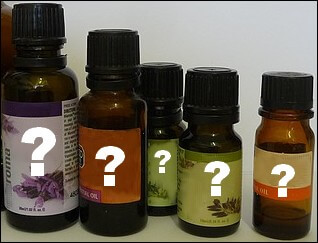 Which essential oils should you choose? Essential oil bottles with question marks